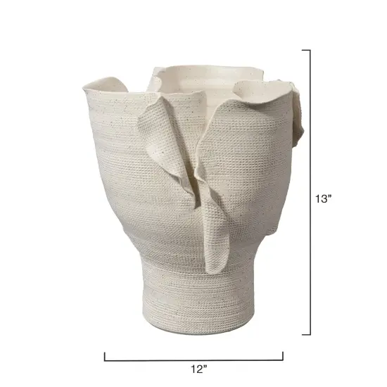 Jamie Young Company Wide Folded Petal Porcelain Vase - 13" - White {4}