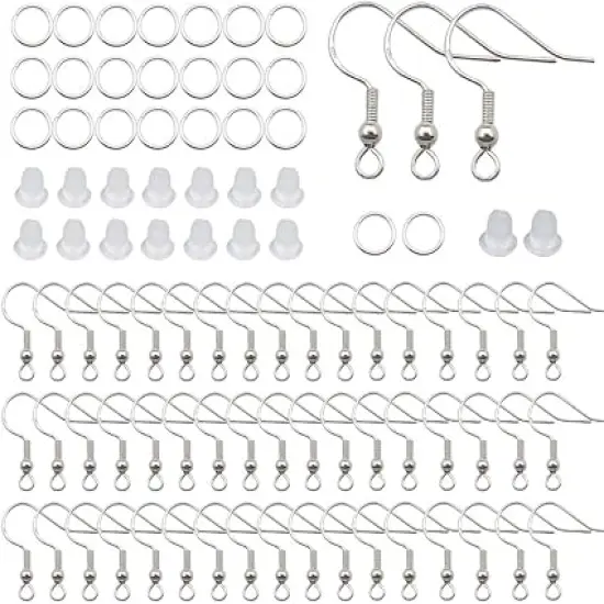 100 PCS Earring Hooks, 925 Sterling Silver Hypoallergenic Earring Hooks for Jewelry Making, 300 PCS Earring Making kit, Earring Making Supplies with Earring Backs and Jump Rings {1}