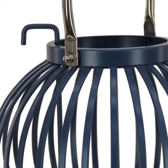 11" Round Ribbed Candle Lantern, Moonlit Ocean Blue {4}