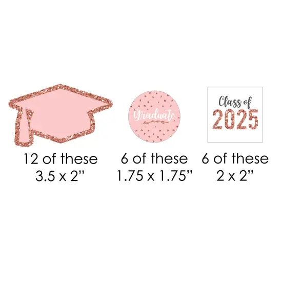 Big Dot of Happiness Rose Gold Grad - DIY Shaped 2025 Graduation Party Cut-Outs - 24 Count {3}