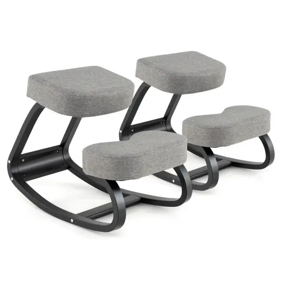 Costway 2 Pcs Rocking Kneeling Chair Ergonomic Posture Correcting Back Padded Cushion {1}