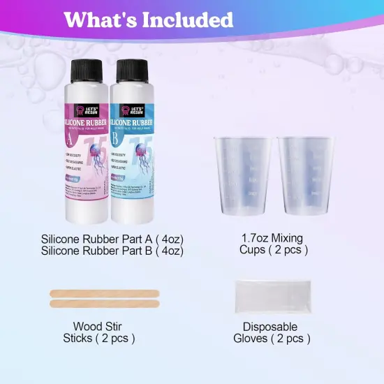 LET'S RESIN 8oz Silicone Mold Making Trial Kit, Non-toxic and Food-safe Grade, Fast Cure Mold Making Silicone Rubber, Easy Mixing, Flexible Platinum Cured Molding Silicone for Casting Resin Molds & Silicone Molds (Translucent) {2}