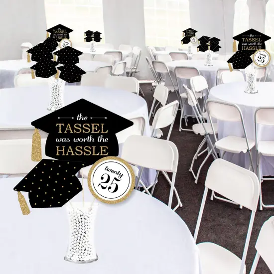 Big Dot of Happiness 2025 Gold Graduation Party Centerpiece Sticks - Showstopper Table Toppers - 35 Pieces {3}