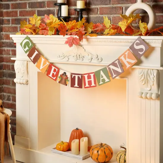 Give Thanks Wooden Banner (Brown) {4}