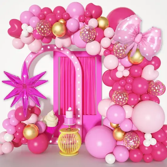 144 Pcs Princess Pink Balloon Garland Arch Kit (Makeup) {1}