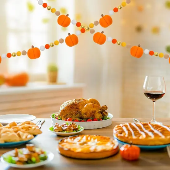 8.2Ft Fall Thanksgiving Felt Garland (	Pumpkin 1) {6}