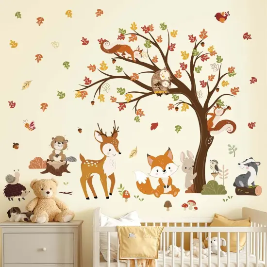 Woodland Animals Tree Wall Decals Stickers {1}
