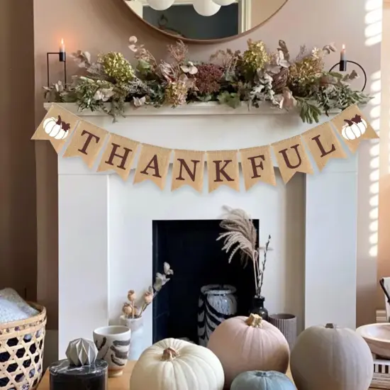 Thankful Banner Holiday Decorations (white) {3}