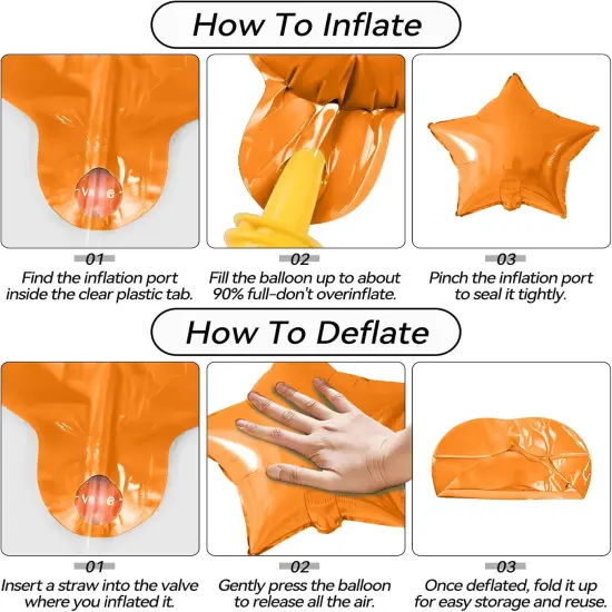 10PCS Halloween Foil Stars Shape Balloon - 18 Inch (Purple Black Orange) {5}