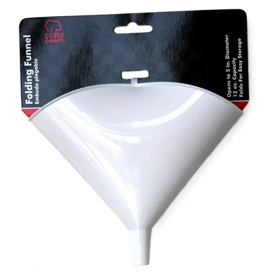 Chef Craft 5" Plastic Folding Funnel - Folds for Easy Storage, Great for Liquids & Powders {5}