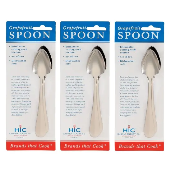 HIC 2pc Stainless Steel Grapefruit Spoons - Serrated Knife Edge Fruit Scoop {1}