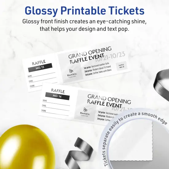 1-3/4" x 5-1/2" Rectangle, Glossy White Tickets {2}