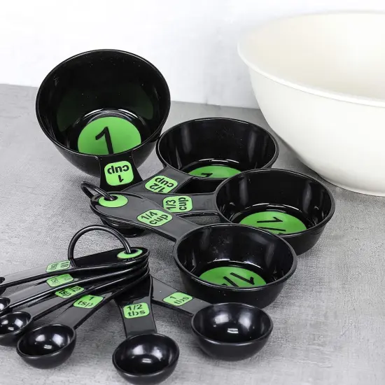 Chef Craft 10 Piece Easy Read Measuring Cups & Spoons Set - Black / Green {4}