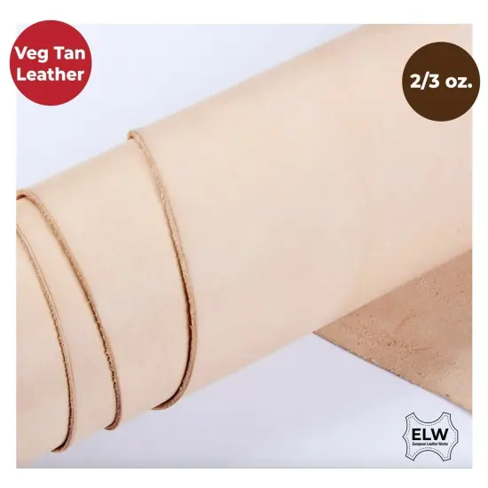 ELW Veg Tanned Leather Shoulder 2/3 oz. (.8-1.2mm) Light Weight 100% Natural Full Grain Leather Tooling Craft Lining Repair Projects Various Sizes: {2}