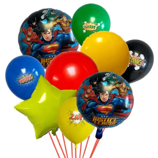 Justice League 9 Piece Balloon Bouquet {1}