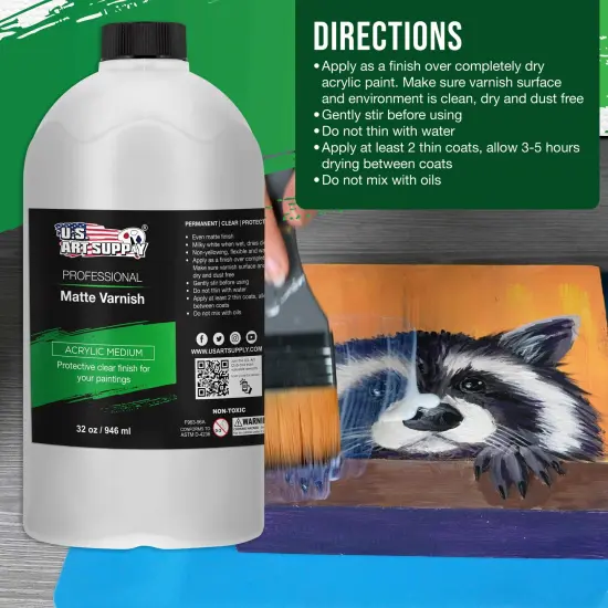 32 oz Matte Acrylic Varnish for Acrylic Painting, Permanent Clear Protection, Reduces UV & Photography Glare {5}