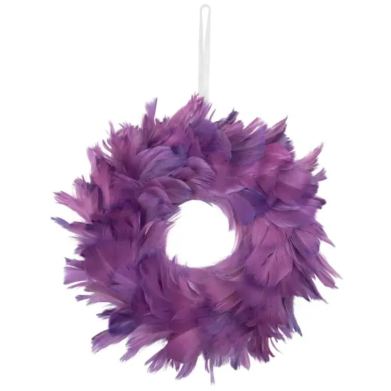 Northlight Layered Feather Christmas Wreath - 10" - Purple - Unlit {3}