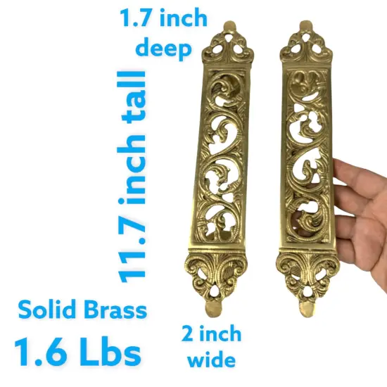 Designer Door Pull Handles Antique Gold Finish 11.7 Inches Pair of 2 Brass Door Knobs for Drawer, Shelf, Cabinet, Wardrobe, Almirah Housewarming Gift {3}