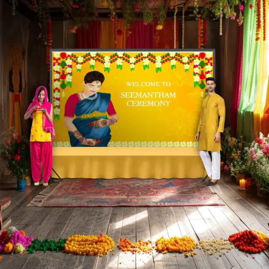 Seemantham Backdrop, Seemantham Banner, Baby Shower Decor, Valaikaappu, Backdrop Baby Shower, Baby Shower Banner, Baby Shower Decor, Seemantham Backdrop {1}
