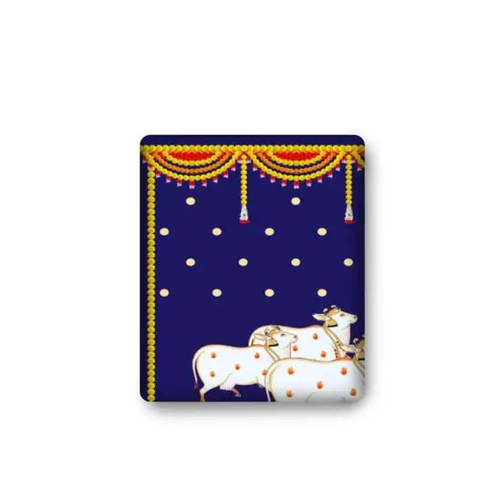 Ganesh with Cow Backdrop 5x8 Feet Indian Traditional Cloth Backdrop Ganesh Pooja Decor Indian Pooja Wall Decor Indian Wall Art Photo Decor Banner Decorative Pooja Cloth {6}