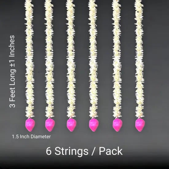 Lotus Buds Jasmines Gajra Artificial Floral Decor Indian Wedding Decor Garland for Decoration Strings with Jasmine Diwali Pooja Backdrop Day of the Dead {5}