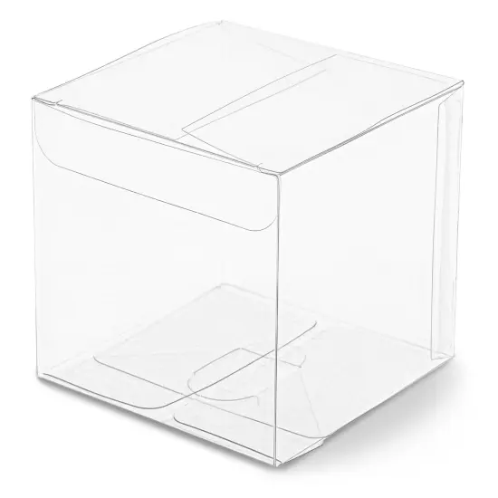 50-Pack Clear Gift Boxes - 3x3x3 In Square Plastic Transparent Favor Boxes for Wedding, Baby Shower, Birthday Party {6}