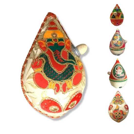 Shriphal Mangal Kalash Decorated Coconut for Wedding Shagun Decorative Nariyal Mangal Nariyal Kalash Set Wedding Pooja Nariyal Decorated Nariyal for Indian Festival Gifts {5}