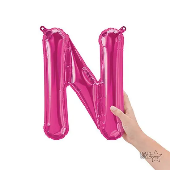 NorthStar Balloons&reg; 16 Inch Letter N Magenta Air Fill Only {1}