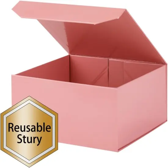 1 Pcs 6x6x3 Inch Pink Magnetic Gift Box Small Magnetic Box with Crinkle Paper Pink Small Gift Box with Shredded Paper Luxury Gift Boxes with Lids for Presents {2}