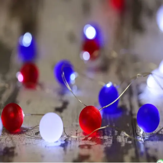 Memorial Light 4th of July Decorations 10 FT 40 LED Ball Lights with Remote Red White and Blue Lights Ideal Indoor and Outdoor Patriotic Decorations {4}