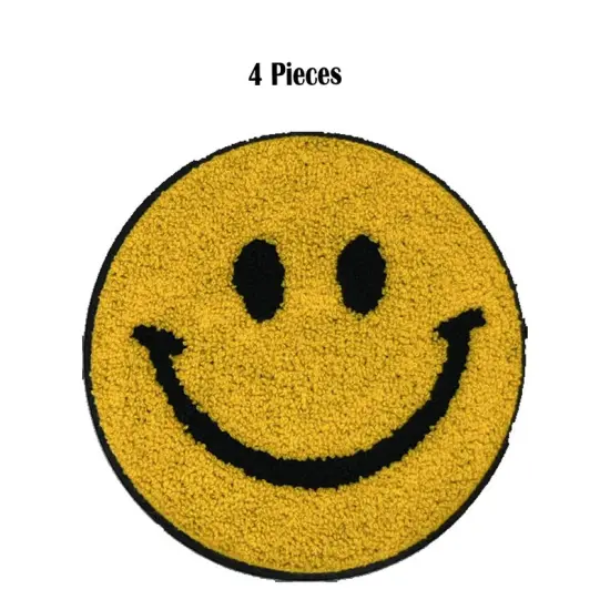 Happy Face Patch 8" Wide Single Color Sew On Emblem {1}