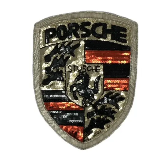 Porsche Sequin Patch 10" Embroidered Automotive Applique {4}