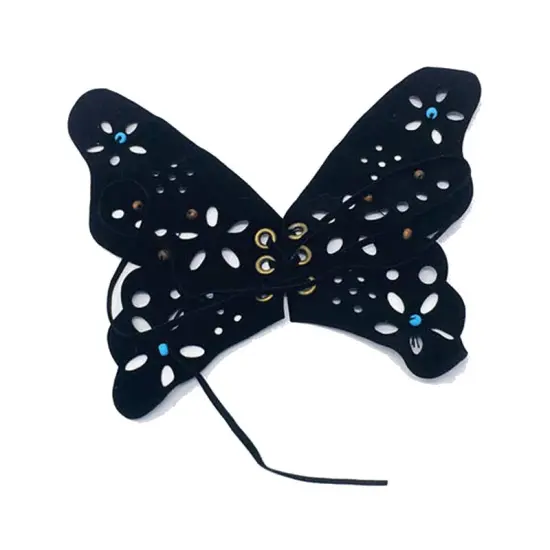 Black Butterfly Faux Suede Sew on Patch 5"x6" {4}