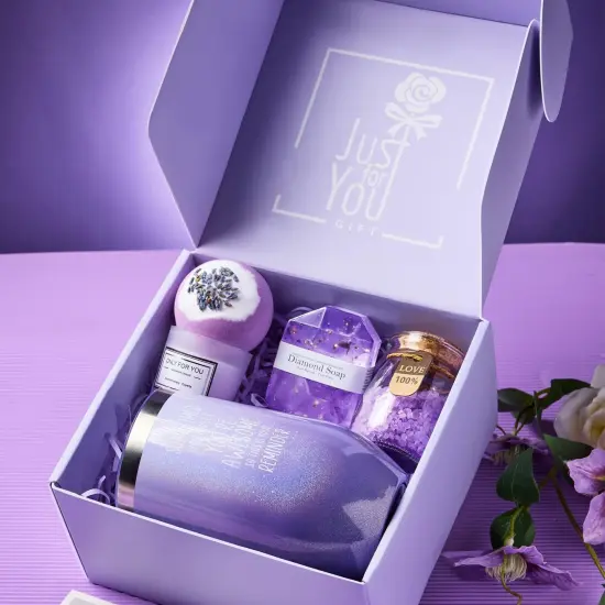 Gifts for Women, Mom, Wife, Girlfriend, Sister, Her - Happy Birthday, Christmas, Valentine's Day, Mothers Day Gifts - Lavender Spa Gift Basket Set {4}