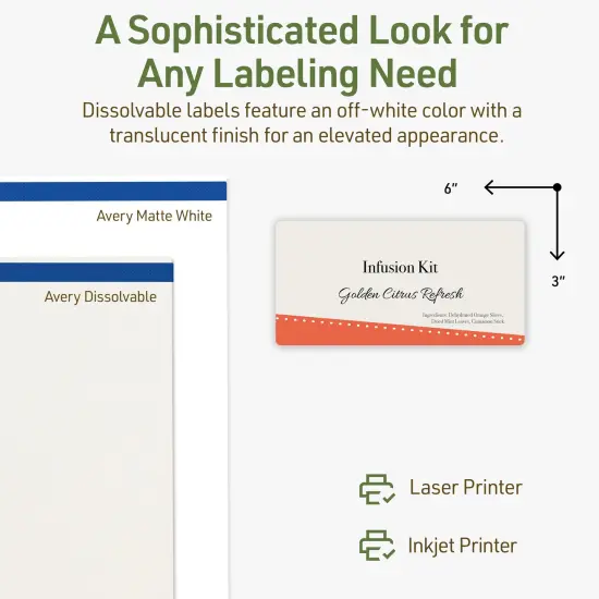 Avery Dissolvable Labels, 3" x 6" Rectangle {4}