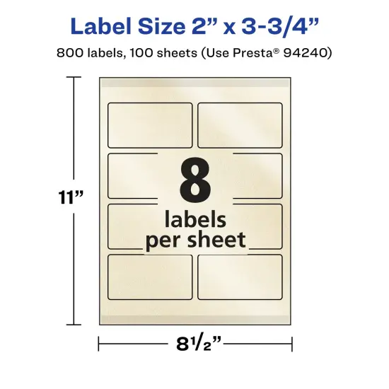 Avery Pearlized Ivory Rectangle Labels with Sure Feed Technology, Print-to-the-Edge, 2" x 3.75" {5}