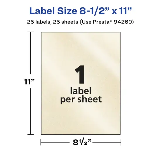 Avery Pearlized Ivory Rectangle Labels, 8.5" x 11" {5}