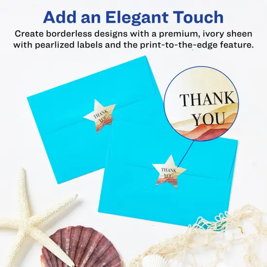 Avery Pearlized Ivory Star Labels with Sure Feed Technology, Print-to-the-Edge, .75" x .75" {2}