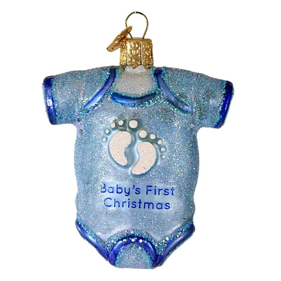 Old World Christmas 3.25 In Blue Baby Sleeper Christmas Tree Ornament , Infant Dress {1}