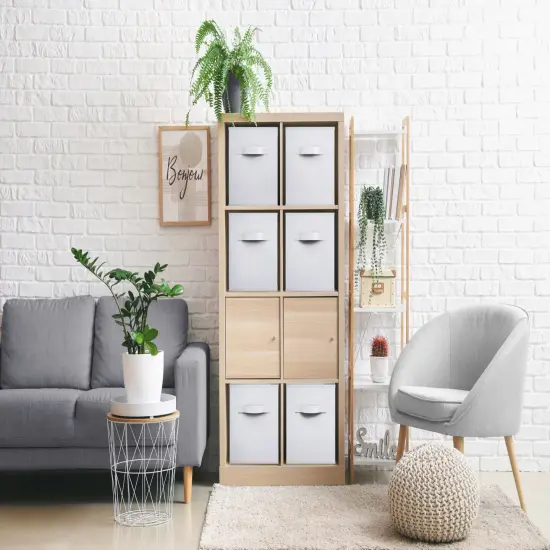 Sorbus Foldable Storage Cube - 11 Inch Closet Organizer and Storage Basket with Handles 1 Pc White {2}