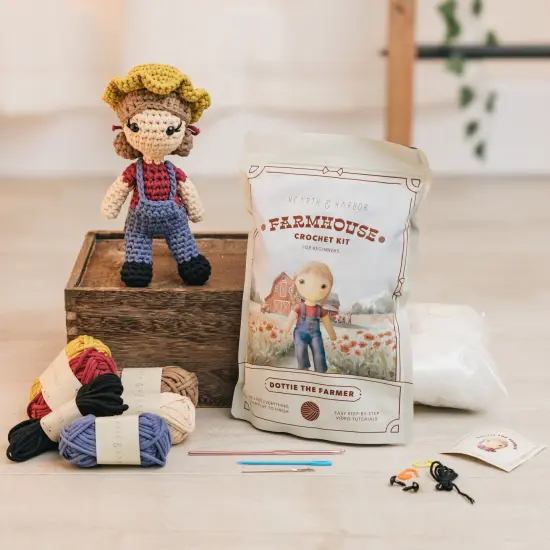 Hearth & Harbor Amigurumi Crochet Kit for Beginners Dottie the Farmer {1}