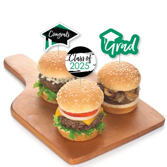 Big Dot of Happiness Green 2025 Graduation Party - Dessert Cupcake Toppers - Clear Treat Picks - Set of 24 {4}