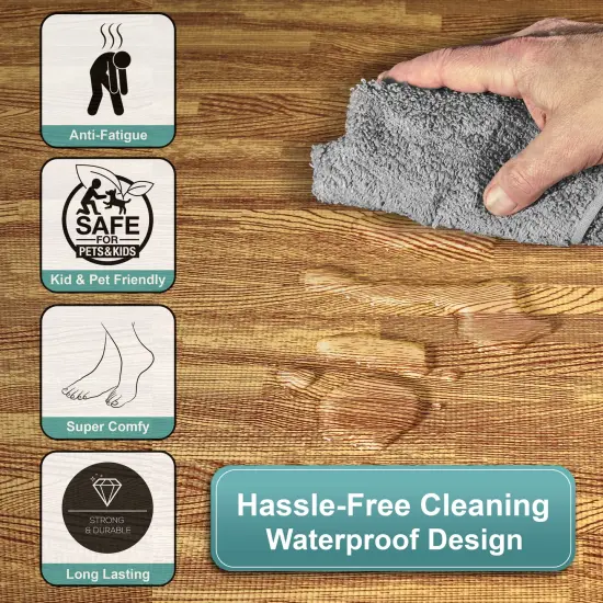 Sorbus 96 Sq. Ft. Wood Grain Floor Tiles, 24 Interlocking EVA Foam Mats, Thick Floor Mats w/ Borders for Home Gym, Playroom, and More Light {4}