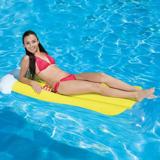 Pool Central 72" O&rsquo; Beer Inflatable Yellow and white Swimming Pool Mattress {3}
