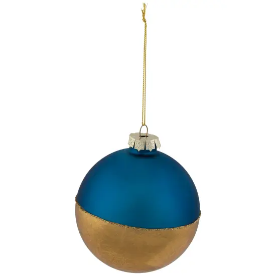 Northlight 3.5" Blue and Gold Glass Ball Christmas Ornament {5}