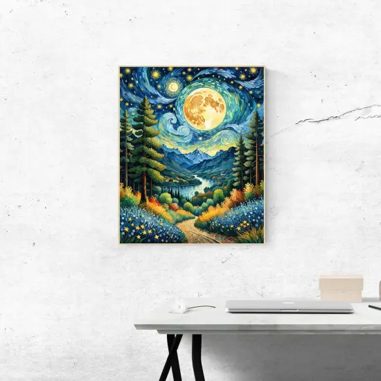 Moon Paint by Numbers Kit for Adults Beginner Forest Adult Paint by Number Kits On Canvas Adults' Paint-by-Number Kits DIY Oil Painting Kits for Gift Home Wall Decor {4}