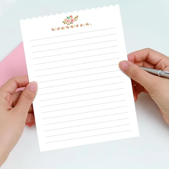 Stationary Paper and Envelopes Set, 24 PCS Writing Stationery Paper with 12 PCS Envelopes, Warm Floral Themed Envelope and Stationery Design for Invitations Gift Decorations Holiday Party {4}