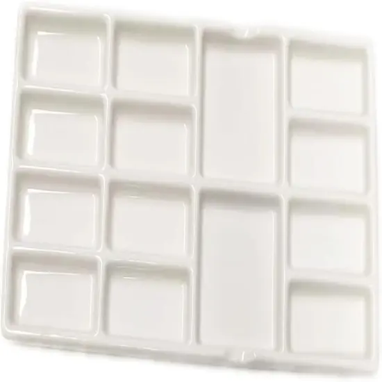 14 Wells Ceramic Artist Paint Palette - 8 Inch Porcelain Watercolor Painting Palette Ceramic Mixing Tray for Painters {1}