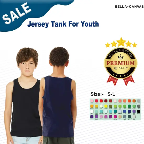 BELLA + CANVAS&reg; Jersey Tank For Youth - 3480Y Black {2}