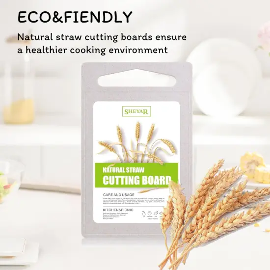 Cutting Board for Kitchen, Wheat Straw Fiber Cutting Board, Dish Washer Safe, w/Juice Grooves for Meat, Veggies, Easy Grip Handle, Non-slip Surface Eco-friendly Serveware Accessories(10&lsquo;x6.3&rsquo;) {4}